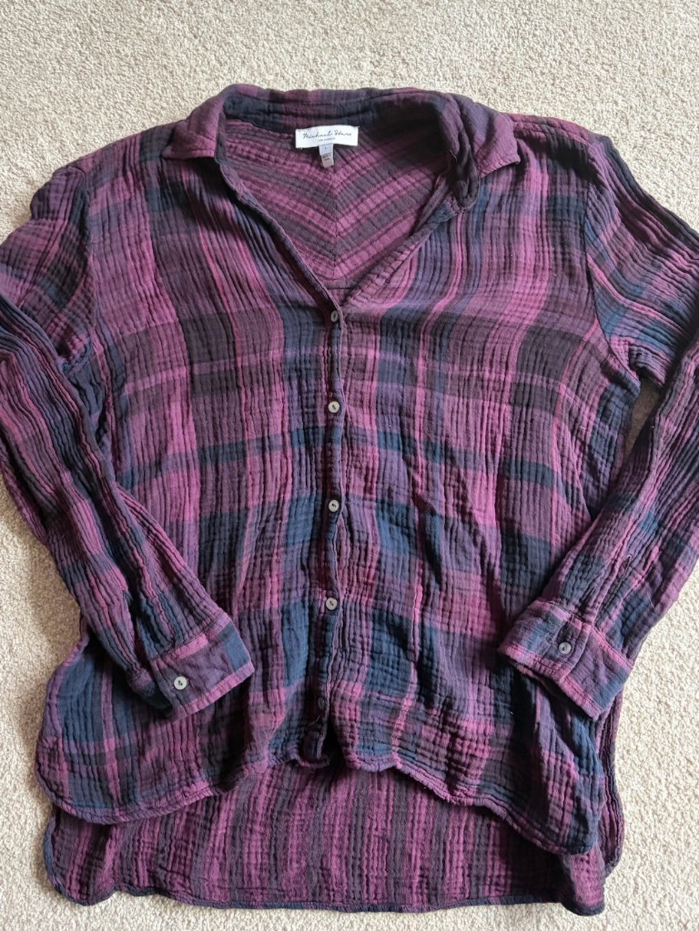 Michael Stars Leo Plaid Long Sleeve Button-Down Shirt